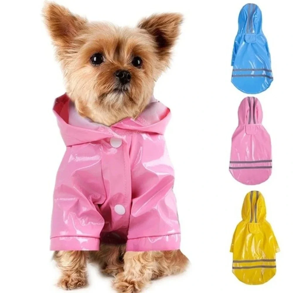 Dog/Pet/Puppy MEDIUM‎ BLUE Hooded Waterproof Raincoat Reflective Jacket